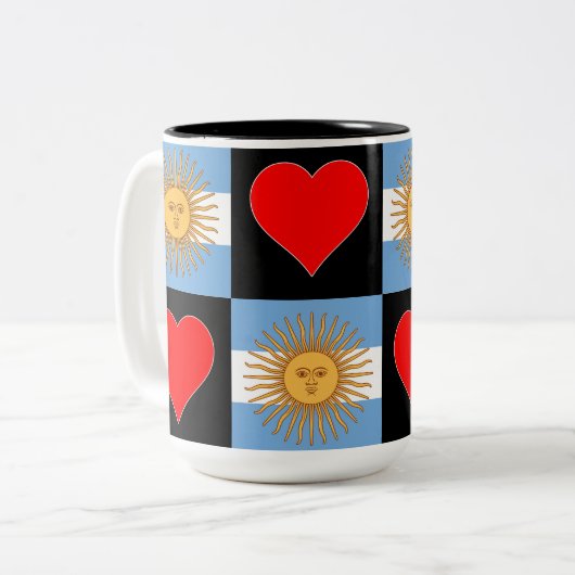Argentinische Flagge Herzmuster Patriotik Argentin Zweifarbige Tasse (Vorderseite Links)