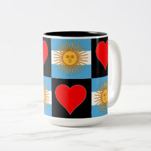 Argentinische Flagge Herzmuster Patriotik Argentin Zweifarbige Tasse