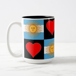 Argentinische Flagge Herzmuster Patriotik Argentin Zweifarbige Tasse