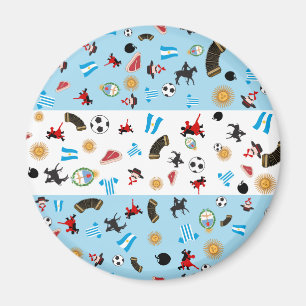 Argentinische Flagge mit berühmten Gegenständen de Magnet