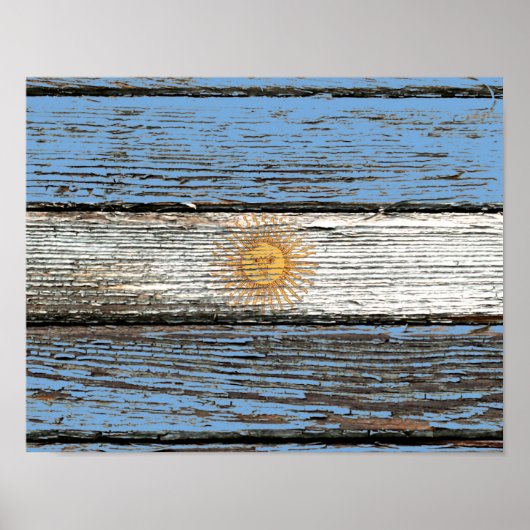 Argentinische Flagge mit robustem Holzkorneffekt Poster (Vorne)