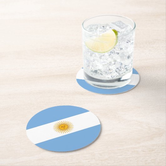 Argentinische Flagge Runder Pappuntersetzer (Vor Ort)