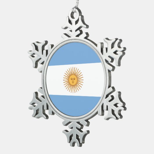 Argentinische Flagge Schneeflocken Zinn-Ornament (Rechts)