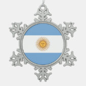Argentinische Flagge Schneeflocken Zinn-Ornament (Vorderseite)