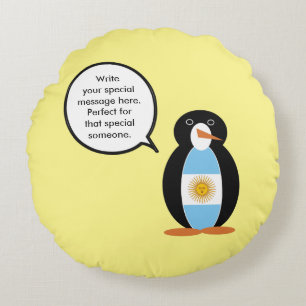 Argentinische Flagge Sprechende Ms Penguin Persona Rundes Kissen