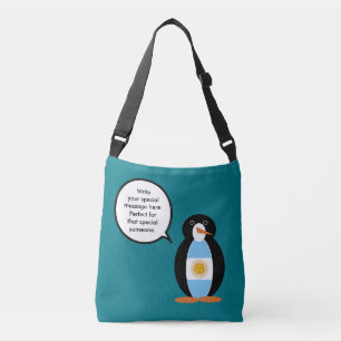 Argentinische Flagge Sprechender Ms Pinguin Person Tragetaschen Mit Langen Trägern