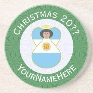 Argentinische Flagge Weihnachtsengel Personalisier Getränkeuntersetzer