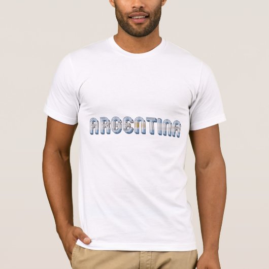 Argentinische Flaggenfarben Typografie T-Shirt (Vorderseite)