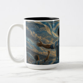 Argentinische Fußballfeier unter der aufgehenden S Zweifarbige Tasse