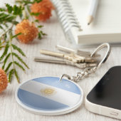 Argentinische Glossy Circle Flag Schlüsselanhänger (Vorderseite rechts)