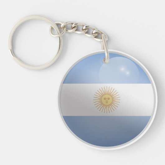 Argentinische Glossy Circle Flag Schlüsselanhänger (Vorderseite)