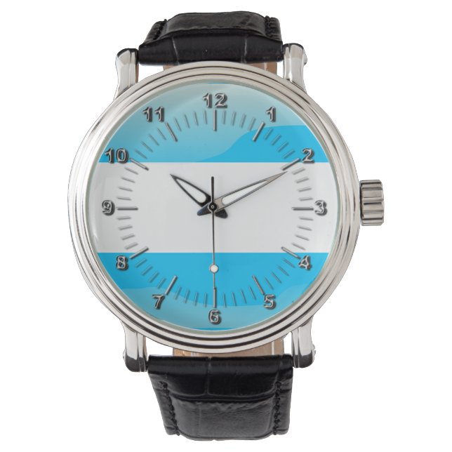 argentinische Hochglanzflagge Armbanduhr (Vorderseite)