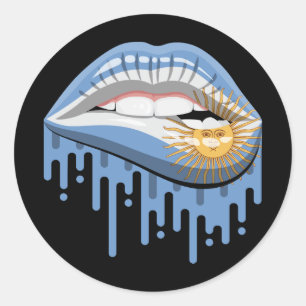 Argentinische Lips-Stolperflagge Runder Aufkleber