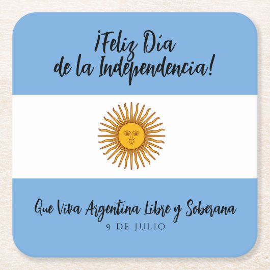 Argentinische Unabhängigkeitstagsflagge Rechteckiger Pappuntersetzer (Vorderseite)