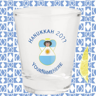 Argentinischer Chanukka-Engel-Flagge Personalisier Schnapsglas