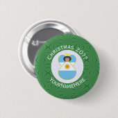 Argentinischer Flaggen-Weihnachtsengel Personalisi Button (Vorne & Hinten)