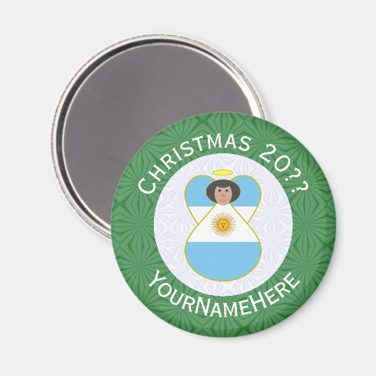 Argentinischer Flaggen-Weihnachtsengel Personalisi Magnet (Vorderseite/Rückseite)