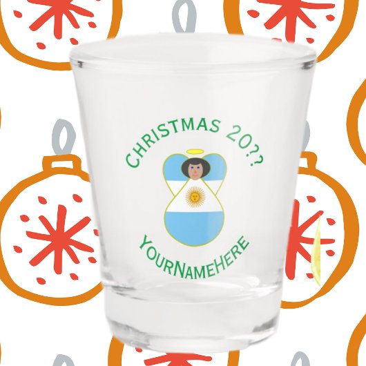 Argentinischer Flaggen-Weihnachtsengel Personalisi Schnapsglas