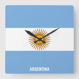 Argentinischer Nationalflagge Patriotisch Quadratische Wanduhr