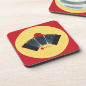 Argentinischer Tango Bandoneon Fedora und Rote Ros Getränkeuntersetzer (Linke Seite)