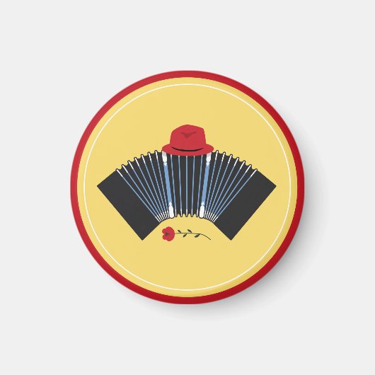 Argentinischer Tango Bandoneon Fedora und Rote Ros Magnet (Vorne)