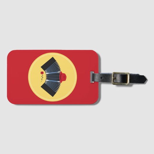 Argentinischer Tango Bandoneon mit Red Fedora und Gepäckanhänger (Vorderseite (Horizontal))