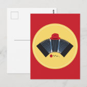 Argentinischer Tango Bandoneon mit Red Fedora und  Postkarte (Vorne/Hinten)
