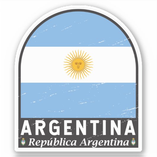 Argentinisches FlaggenEmblem erschüttert Vintag Aufkleber (Vorderseite)