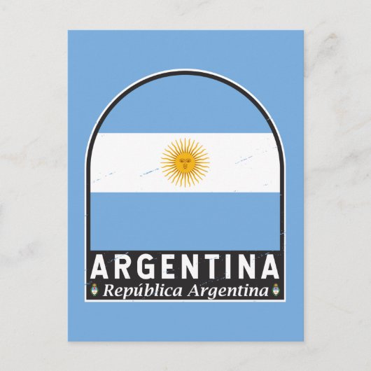 Argentinisches FlaggenEmblem erschüttert Vintag Postkarte (Vorderseite)