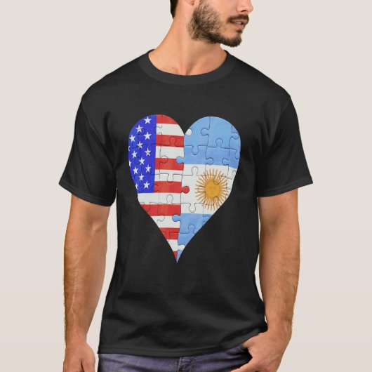 Argentinisches Flaggenherz T-Shirt (Vorderseite)
