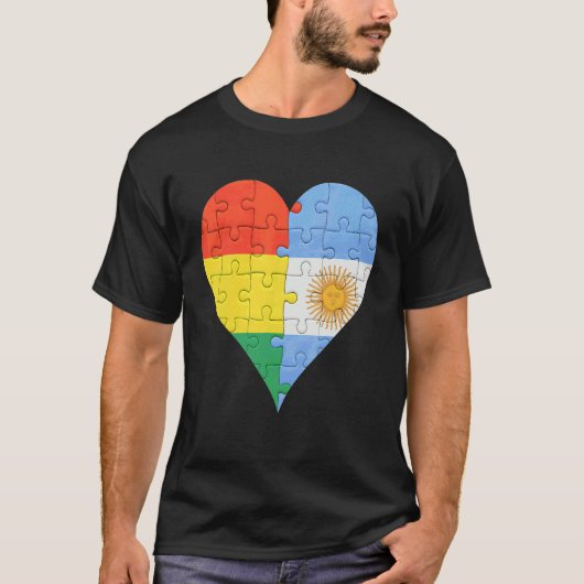 Argentinisches Flaggenherz T-Shirt (Vorderseite)