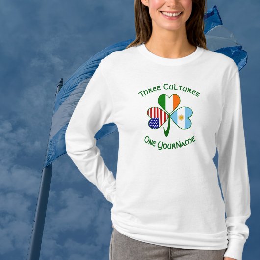 Argentinisches Irish American Flags Kleeblatt Pers T-Shirt