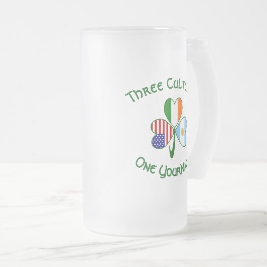 Argentinisches Kleeblatt für irische Flaggen der U Mattglas Bierglas (VorderseiteRechts)