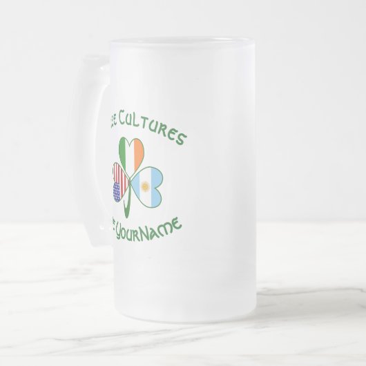 Argentinisches Kleeblatt für irische Flaggen der U Mattglas Bierglas (Vorderseite Links)