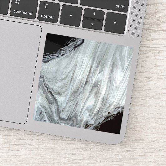 Argentum Abstract Silver Gray Black Fluid Art Aufkleber (Detail)