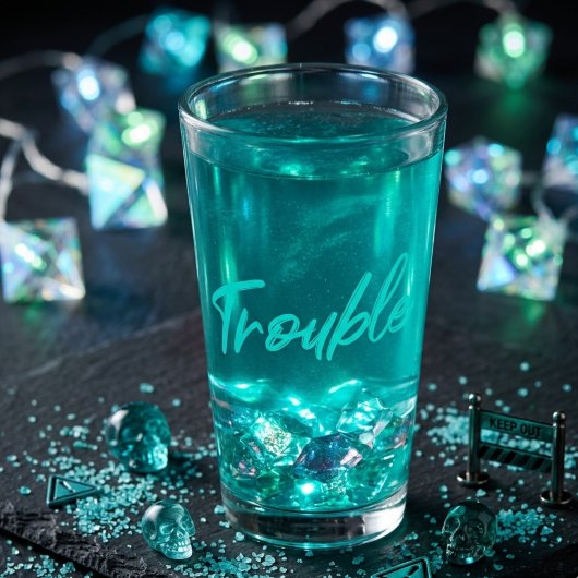 Ärger brodelt – Teal Schrift Pintglas Glas