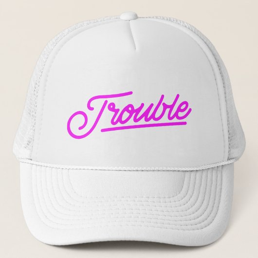 Ärger | Neon Pink Script Trucker Hat Truckerkappe (Vorderseite)