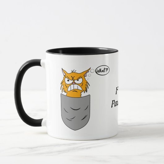 ärgerliche Katze in Brusttasche personalisierbar Tasse (Links)