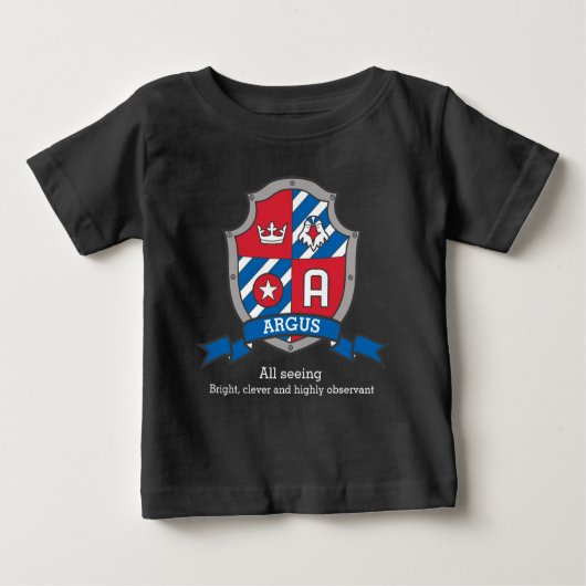 Argus Jungs Ein Name & Bedeutung Ritter Schild Baby T-shirt (Vorderseite)