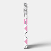 Argyle and damask pattern pink, grey monogram Case-Mate iPhone hülle (Rückseite / Links)