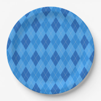 Argyle Blaue Diamanten mit dünner gepunkteter Lini Pappteller