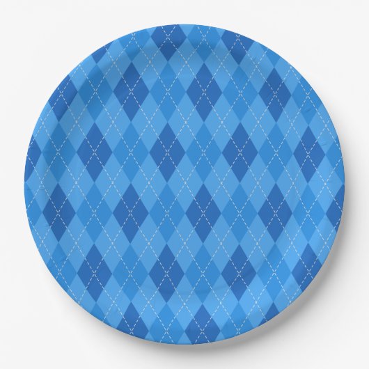 Argyle Blaue Diamanten mit dünner gepunkteter Lini Pappteller (Vorderseite)