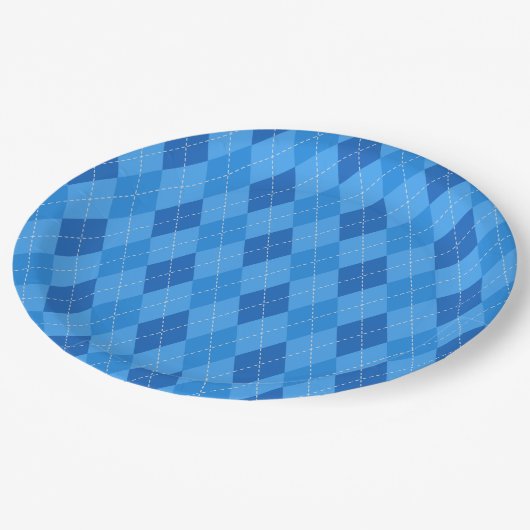 Argyle Blue diamonds with thin dotted line Pappteller (Schrägansicht)