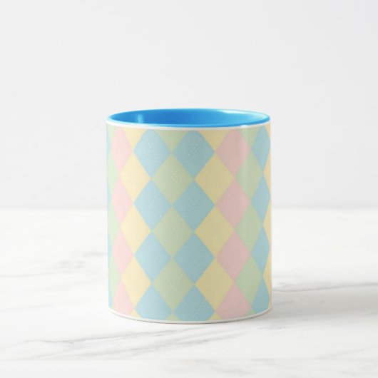 Argyle-Frühling-Pastellfarben-Muster Tasse (Zentrum)