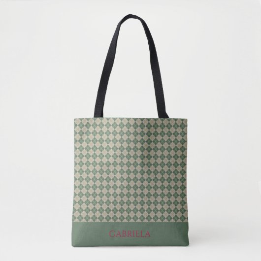 Argyle-Grün-Mustername-Tasche Tasche (Vorderseite)