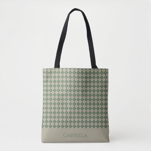 Argyle-grünes Mustername-Tragetasche Tasche (Vorderseite)