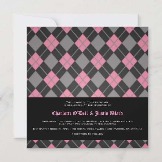 Argyle; Hochzeit Einladung (Vorderseite)