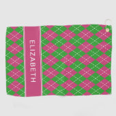 Argyle Kariert Rosa Grün Benutzername Preppy Golfhandtuch (Horizontal)