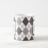 Argyle-Kariert Rot Grau Silber Monogramm Kaffeetasse (Mittel)