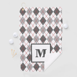 Argyle Karo Rot Grau Silber Golf Benutzerdefiniert Golfhandtuch